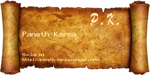 Paneth Karsa névjegykártya